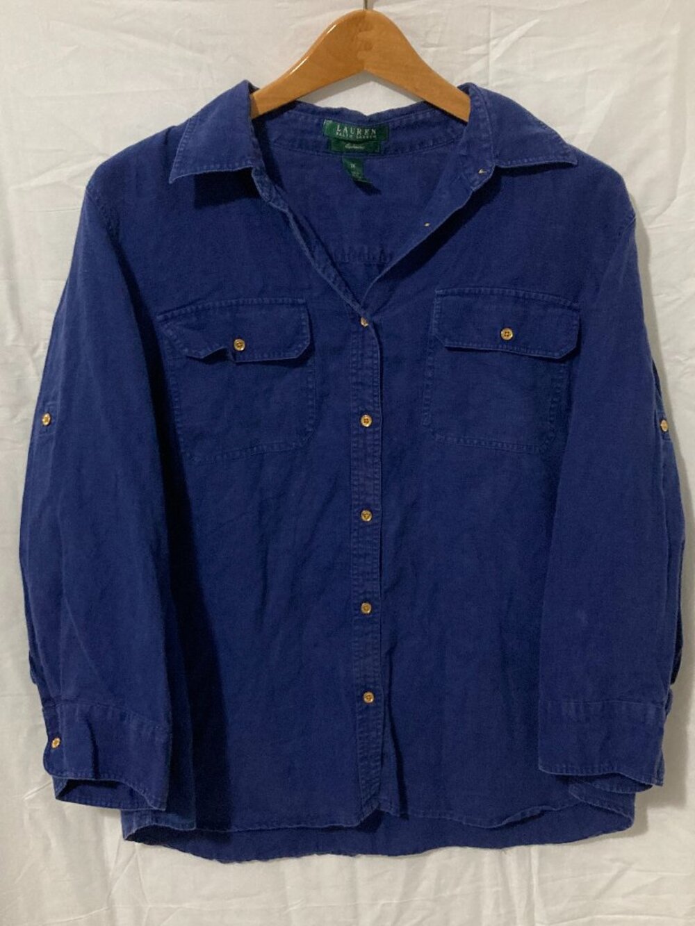 Lauren Ralph Lauren Plus Women IX Button Down Denim Blue Classic‎ Layering Prep